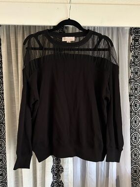 Philosophy Black Sheer-Yoke Top/Blouse